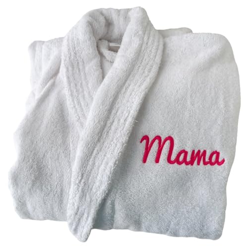 Cocholate Peignoir de Bain Personnalisable - Unisexe Adulte Avec Nom Brodé - Éponge Absorbant - Fabriqué en Espagne - Blanc, Taille L