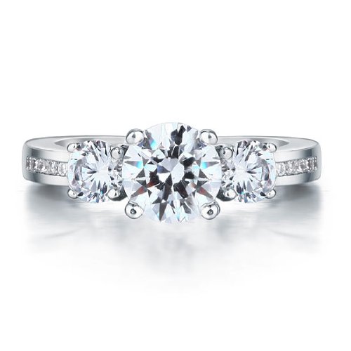 Anello Donna Trilogy in Argento 925 Rodiato con Zirconi Bianchi a Taglio Diamante