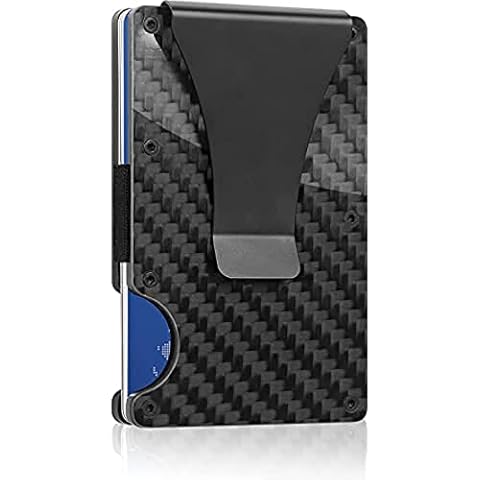 Allinside Unisex Carbonfaser-Kreditkartenhalter mit Metall-Geldklammer Cover