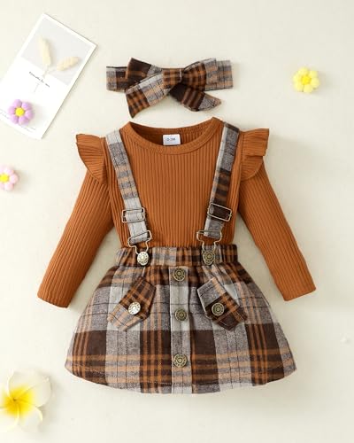 Newborn Infant Baby Girl Dress Clothes Winter Outfits Top Romper Overalls Dresses Suspender Skirt Set for Girls2