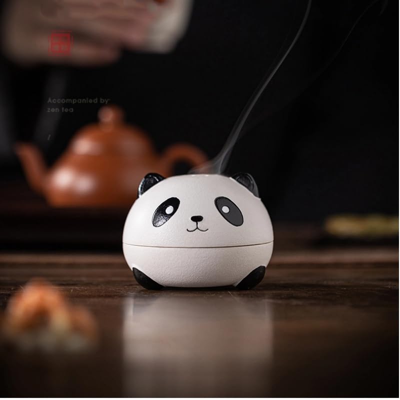 Brûleur d'encens panda en céramique noire et blanche pour salon