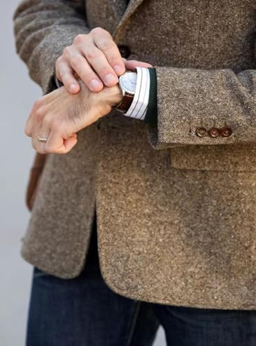 Suit Jacket for Men with Elbow Patches Single Breasted Herringbone Snowflake Velvet Coat4