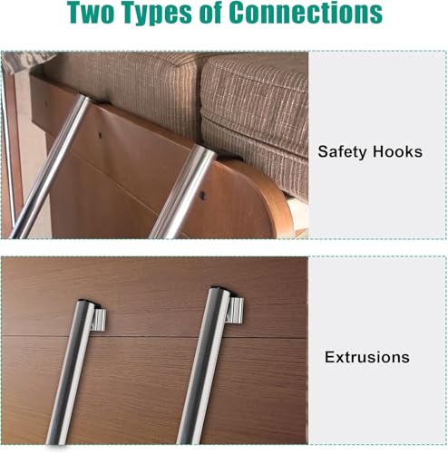 Image of 67 inch RV Bunk Ladder, 4 Step Integrated Aluminum Camper Bunk Bed Ladder with Anti-Slip Rubber Foot Pads, Sliver