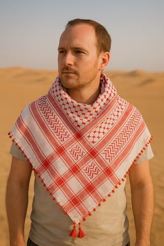 Palestine Keffiyeh Shemagh Unisex Scarf 48x48 Cotton Arafat Hatta Arab Style Scarf With Long Tassle