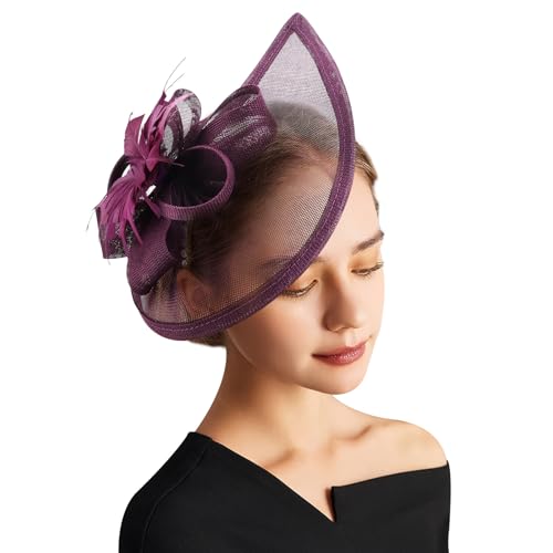 DRESHOW Fascinator Chapeaux Tea Party Chapeau Vintage Pilulier Chapeau Bandeau Cocktail Chapeaux...
