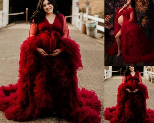 Image of BATHGOWN Sexy Illusion Long Lingerie Tulle Robe Nightgown Bathrobe Sleepwear Bridal Robe Wedding Scarf