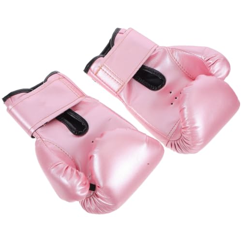 Guantes de boxeo rosa de cuero PU con diseño transpirable para tus entrenamientos de karate