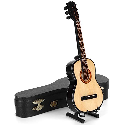 Guitare classique miniature en bois avec son support de collection