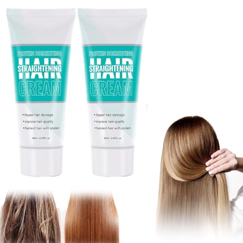 Crema alisadora capilar con proteínas correctivas: crema alisadora nutritiva de acción rápida, mascarilla capilar con queratina, apta para todo tipo de cabellos, tamaño de viaje (2pcs)