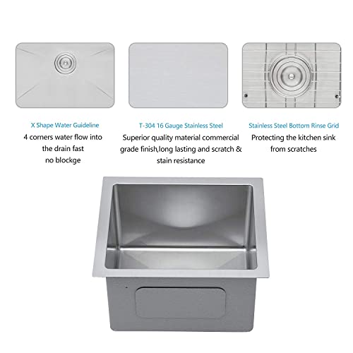 Lordear 13 Inch Undermount Deep Single Bowl 16 Gauge Stainless Steel Bar Prep Kitchen Sink Bundle With Bar Sink Faucet 360 Degree Single Handle Stainless Steel Brushed Nickel Small Rv Faucet #TOP6