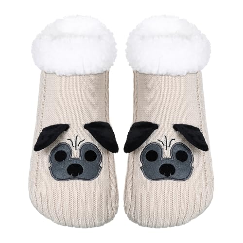 Image of ZYZX Cute Dog Slipper Socks for Women with Grips,Fuzzy Socks Indoor
