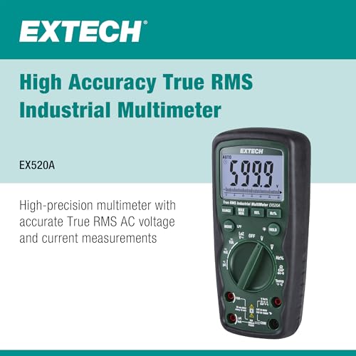 Image of Extech EX520A High Accuracy True RMS Multimeter, 6000 Count, 0.09% | AC /DC to 1000V, 0.09% DC accuracy, LoZ, low pass filter, Type K, IP67, 2m drop, magnetic strap