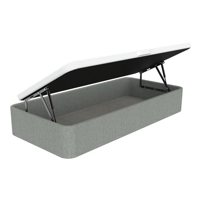 Topdormitorios - Canapé abatible de Gran Capacidad - Diseño Juvenil - Apertura Lateral - Incluye Subida y Montaje gratuitos - Tela Acualine - Light Grey Gris Claro, 105 x 200 cm.