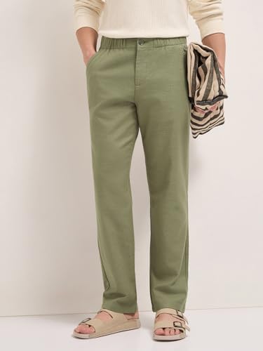 Image of Men's Grey Cotton Straight Fit Casual Trouser