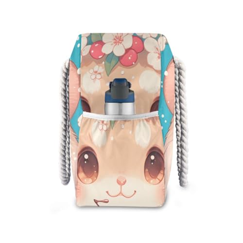 Cute Simple Animal Portable Large Tote Bags with side pocketes Outdoor Tote Bag Perfect for Travel Pool Swim Beach Vacation Necessities3