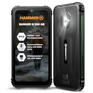 Hammer Ranger 4G Rugged Smartphone IP69, 6", 8+8GB RAM, 256GB, 5000mAh, Dual SIM, eSIM, NFC, Schwarz