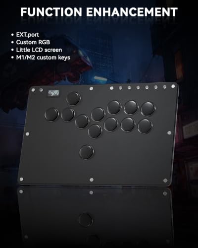 Image of Haute42 13-Key Leverless Arcade Controller, RGB Fighting Stick (Black) | All-Button Gamerfinger for PC /Ps3 /Ps4 /Switch /Steam Game Keyboard-Supports Hot Swap & SOCD