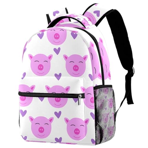 Sac à dos d'école motif cochon multicolore et ultra résistant