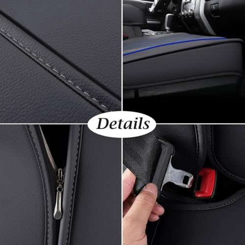 Image of Coverado Tundra Seat Covers, Back Leather Car Seat Covers for Trucks, Automotive Seat Covers Protector Custom Fit 2007-2021 Toyota Tundra(Rear Seat Cover /Blue)