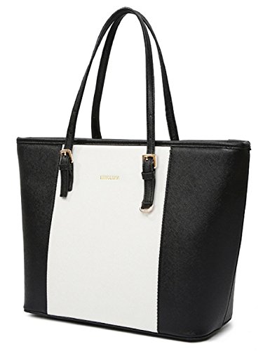 ミウォルナ トートバッグ A4対応 レザー レディース ブラック/ホワイト ミウォルナ トートバッグ A4対応 レザー レディース ブラック/ホワイト