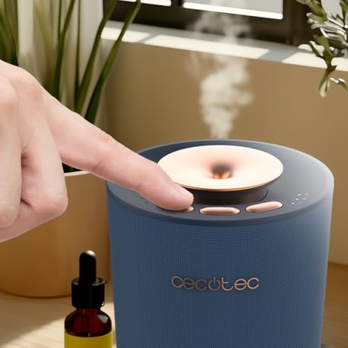 Cecotec Humidificateur Ultrasonique avec Diffuseur d'Arômes 10ml PureAroma 3000 Navy Sound. Haut-parleur Bluetooth, Charge Sans Fil, Minuterie 8h, 3Modes de Vapeur, Lumière Couleurs LED, Aromathérapie