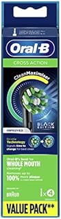 Oral-B CrossAction Końcówki do Szczoteczek, 4 Sztuki, Oryginalne Wkłady do Elektrycznej Szczoteczki, z Technologią CleanMaximiser, Czarne