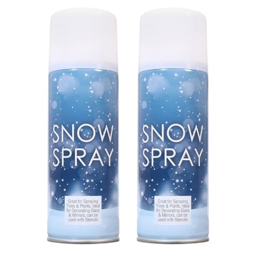 Caliko Pack of 2 Snow Spray 100ml - Artificial Snow Can for Christmas Tree, Wreath, Glass & Window Decorations, Instant Realistic Christmas Decorations with Fake Snow Spray for Crafts & DIYs