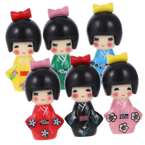 Gogogmee 18 Piezas Adornos de muñecas Kimono Dolls for muñecos pequeños cespino muñeco Mini muñeca Japonesa Auto de niña Chica muñeca de PVC muñeca de Juguete de PVC