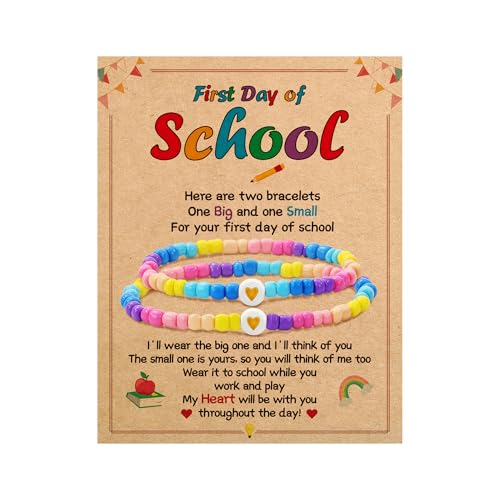 RMMD 2Pcs First Day of School Bracelet - Mother Daughter Bracelets Back to School Gift Starting School Gift for Daughter Sister and Granddaughter