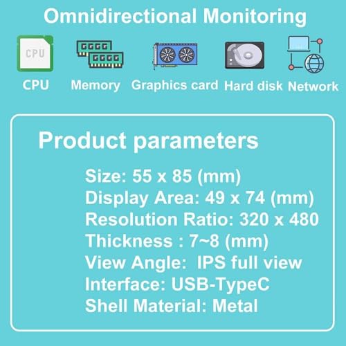 Image of 3.5 inch IPS USB Mini Screen AIDA64 PC CPU RAM HDD Computer Temperature Data Monitor Type-C Display Sub Screen