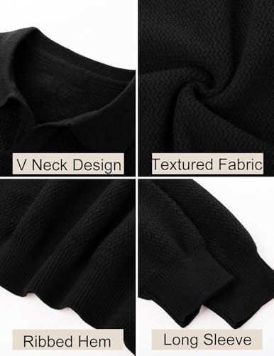 Image of DENIMHOLIC Men's Cotton Knitted Full Sleeve Collar Polo Sweater for Men, Pullover Sweaters for Men Winter,