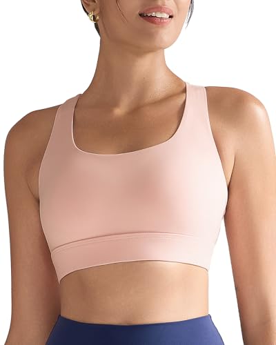 Image of RUNNING GIRL High Impact Sports Bras for Women - Scoop Neck Strappy Sports Bra High Support Moulded Cup Workout Bra