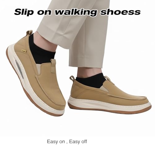 Image of CELE Mens Slip On Casual Dress Shoes Wide Walking Sneakers Orthopedic Boat Loafers with Arch Support Comfortable Lightweight Non Slip