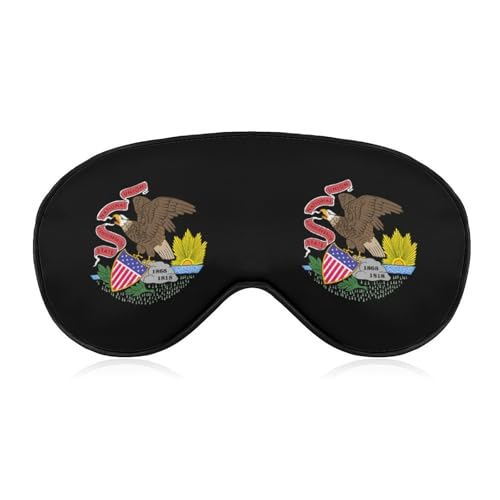 Illinois Flag United States Sleep Mask Eye Shade Cover Adjustable Strap for Travel Lunch Break Women Men