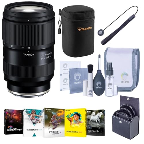 Tamron 28-75mm f/2.8 Di III VXD G2 Lens for Sony E Mount Full Frame, Bundle with UV, CPL, ND2 filter Filter Kit, Cap Tether, Complete Cleaning Kit, Software Kit, Soft Lens Case, Tamron 6 Year Warranty