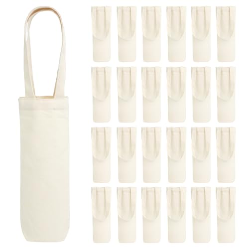 UCEHIPAW 25 Pcs Canvas Wine Bag with Handle Reusable...