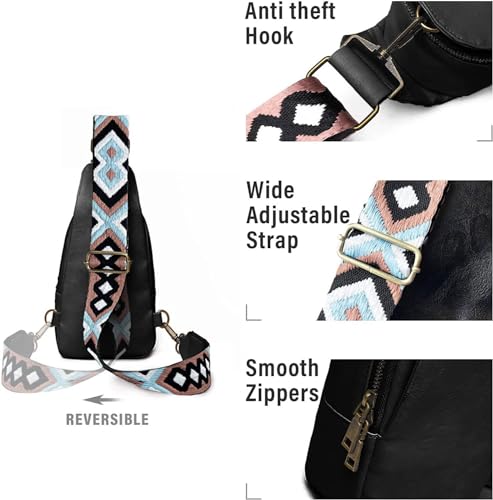 Vegan Leather Women's Chest Bag Crossbody Bag Sling Bag Shoulder Bag2