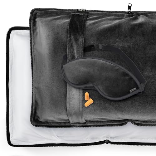 Lewis N. Clark Ultimate Comfort Set + Portable Travel Kit for Airplane, Includes Inflatable Pillow + Zippered Carrying Case, Cozy Fleece Blanket, Eye Mask for Sleeping & Foam Ear Plugs, Black3