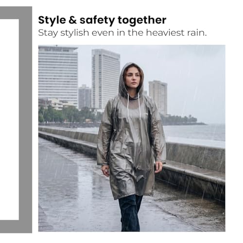 Image of Lifelong Waterproof Unisex Rain Coat Hooded Full Sleeves Outdoor Men, Women, Boys & Girls Rainwear Poncho Raincoat for Camping, Hiking & Travelling (1Pc)