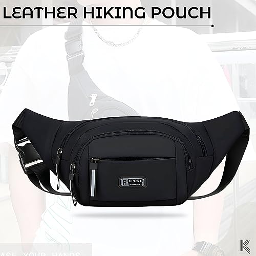 Image of Kraptick Premium Unisex Waist Bag for Men and Women - Stylish Hip Bag, Fanny Bag, Outdoor Waist Bag (Black)