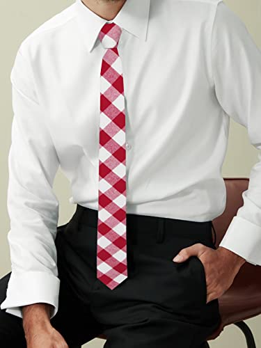 Image of Mantieqingway Mens Skinny Ties,2.56 inch Cotton Neckties Striped Plaid Ties for Groom Groomsmen Wedding Party Christmas
