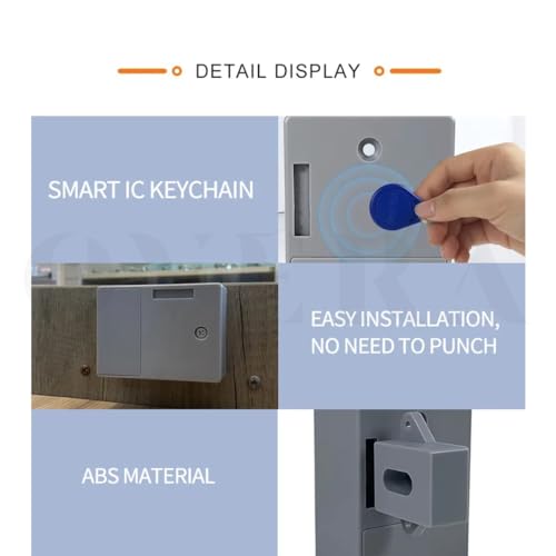 Image of Overa Smart Cabinet Lock No Holes Holds 2 Key Fobs and 1 Card Invisible Lock RFID Electronic Opener for Sauna Libraries Factories Cabinet Offices DIY Smart Sensor Hidden Safety Digital Cabinet Lock