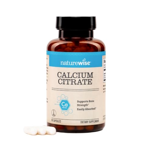 NatureWise Calcium Citrate 500mg Capsules - Supplement for Bone Health - Easy to Digest & Absorb - Vegan Non-GMO Gluten-Free - 90 Count[30-Day Supply]