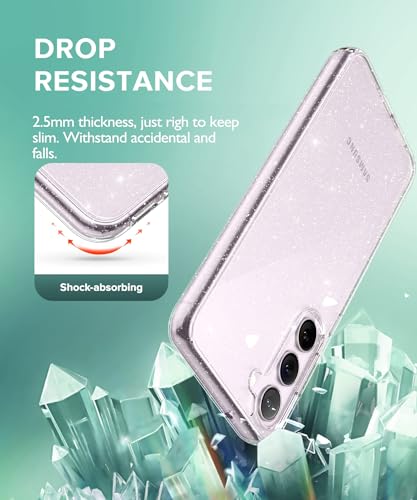 Image of KIOMY Glitter Clear Case for Samsung Galaxy S23+ [S23 Plus] with Diamond Sparkle Camera Lens Protector and 2 Packs Tempered Glass Screen Protectors Sparkly Bling Girl Women Shockproof Protective Cover