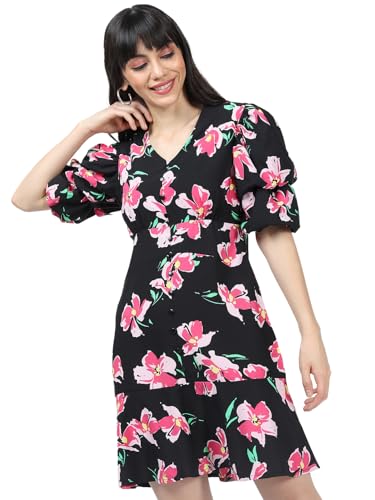 Image of Tokyo Talkies Women's Short Sleeves V-Neck Printed Dresses | Stylish Dresses | Casual Dresses