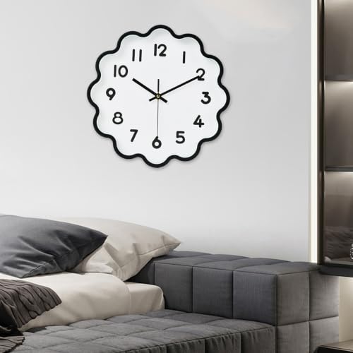 Image of HZDHCLH Wall Clocks Battery Operated 12 Inch Cloud Shaped Wall Clock Silent Non Ticking Modern Decorative Clock with 3D Numbers for Bedroom Living Room Nursery Classroom Black