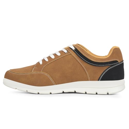 Image of Liberty Leap7x FRINKS-1E Casual Lacing Sneakers for Men - Black & Camel | Suitable for Travel, College, Office | Comfortable Lace-Up Casual Shoes | Lightweight Stylish Fashion Footwear for Gents