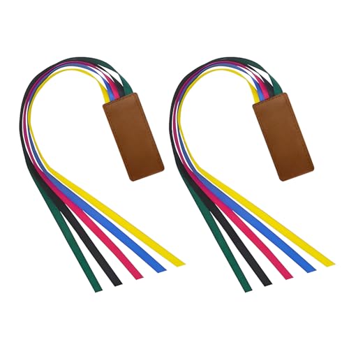 2 Pcs Bible Bookmark Colorful Ribbon Bookmark Artificial Leather Bible Ribbons Bookmarks Page Markers with 5 Ribbons Colors for Books Novel Bible Reading Lovers Students Teachers Valentines Gift