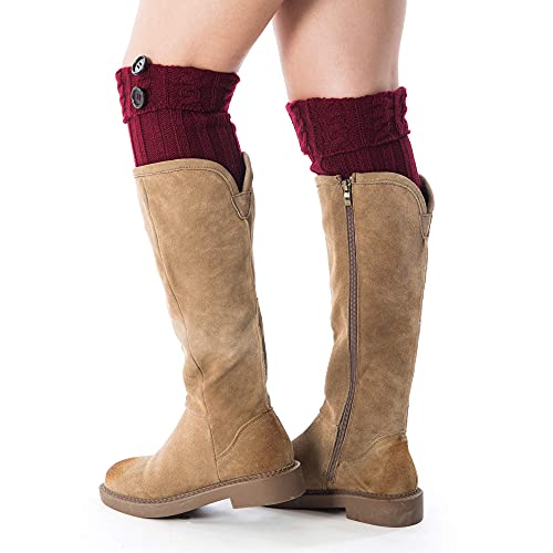 REDESS Women Boot Knit Cuffs,Short Crochet Leg Warmers, Variety of Styles Winter Warm Cuff Socks 3 Pairs3