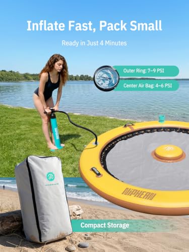 Image of Niphean Inflatable Water Hammock for Adults, 8FT with Center Stability Pad | Round Floating Ring with 2 Cup Holders, Pool Floats Adult, Heavy Duty Float Ring for for Lake, River & Pool
